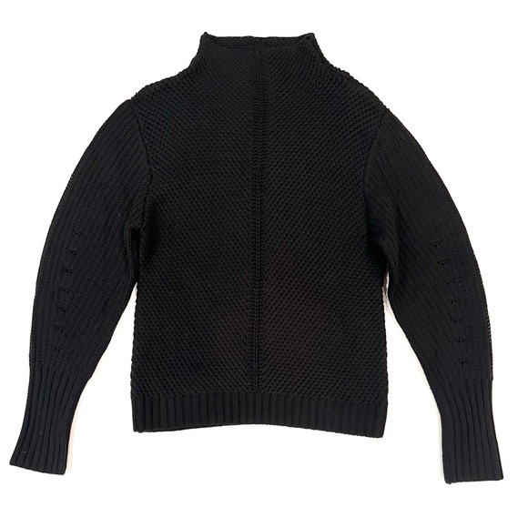 PURE / US Black Open Knit Funnel Turtleneck Sweater Womens Small EUC - Picture 4 of 10